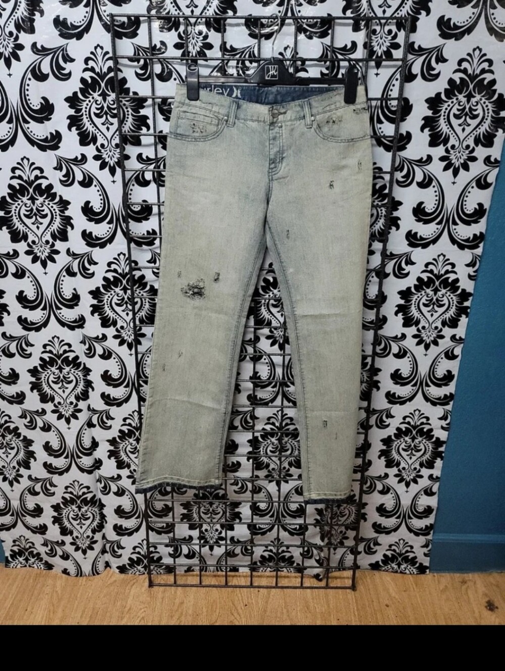 Hurley Light Grey Distressed Skinny Jeans